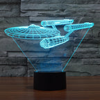 Lampada Illusione 3D Star Trek | Enterprise Fluttuante | Luce LED Multicolore | Alta 20 cm