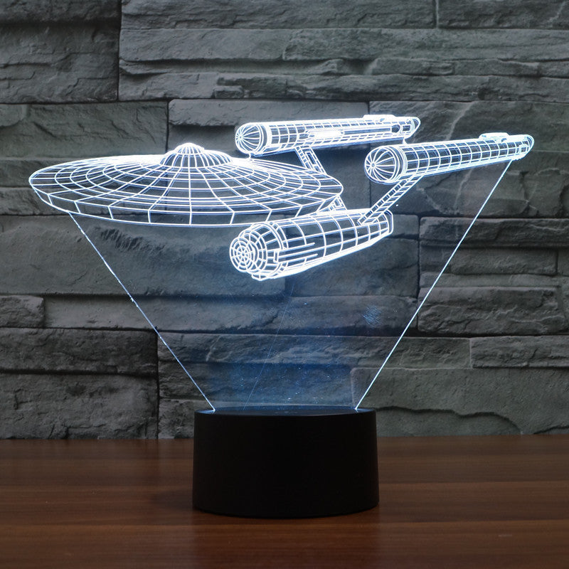 Lampada Illusione 3D Star Trek | Enterprise Fluttuante | Luce LED Multicolore | Alta 20 cm