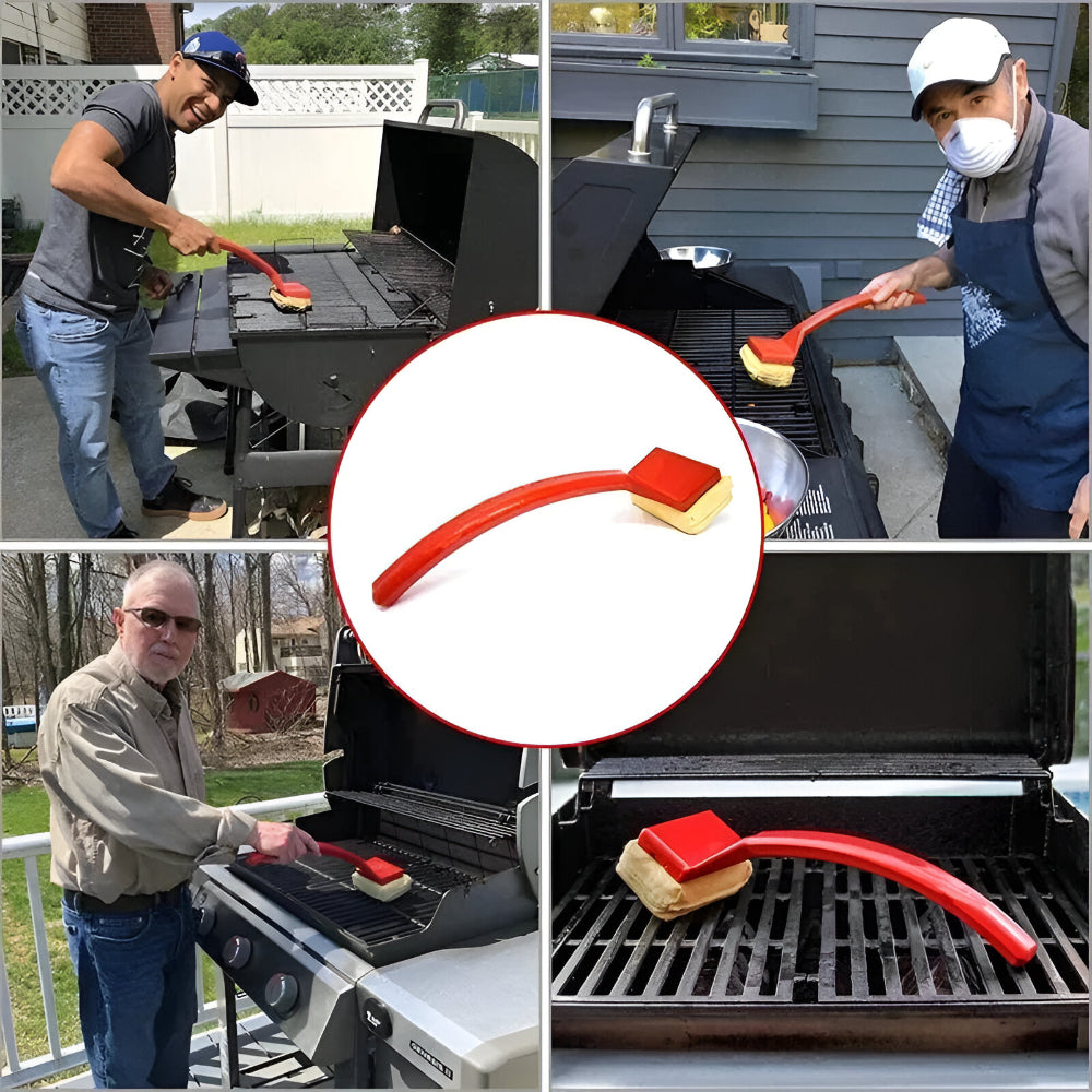 Spazzola per Pulizia Grill a Vapore - Spazzola BBQ Sicura e Senza Graffi con Manico Lungo