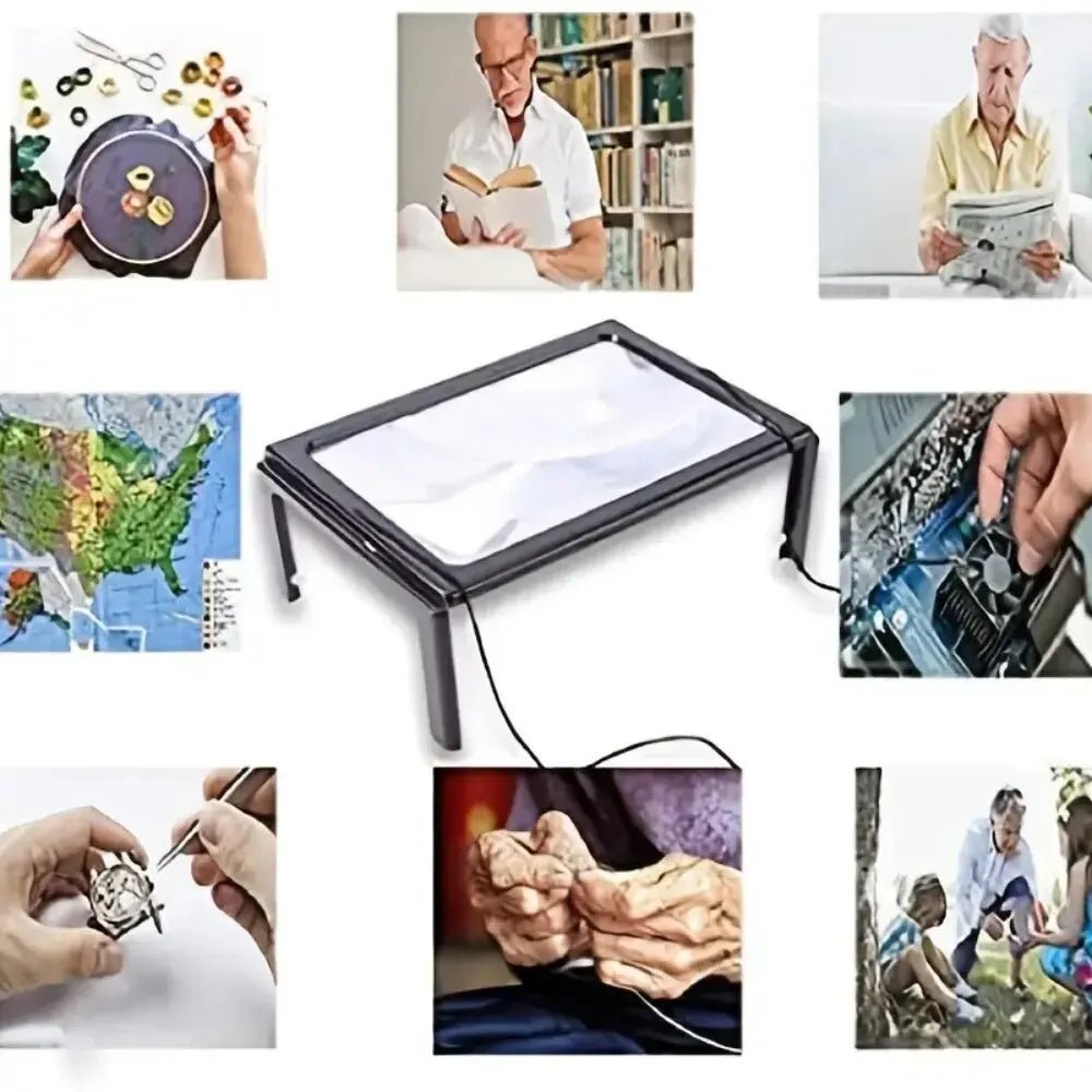 PAGEVIEW - Lente d'ingrandimento pieghevole 3x con luce LED progettata per un supporto alla lettura chiaro e confortevole