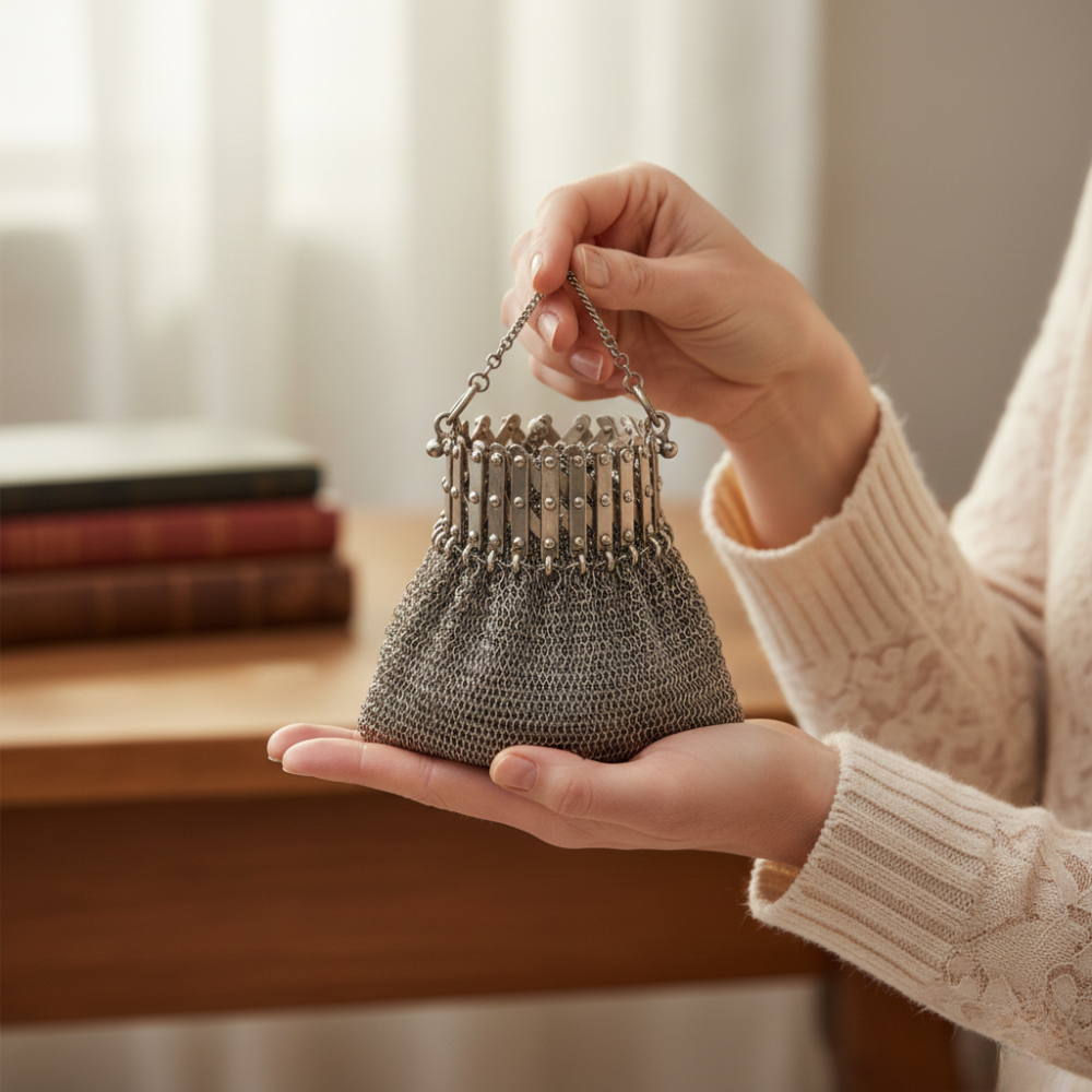 Aldric – Borsa in maglia medievale inglese fatta a mano degli anni '20