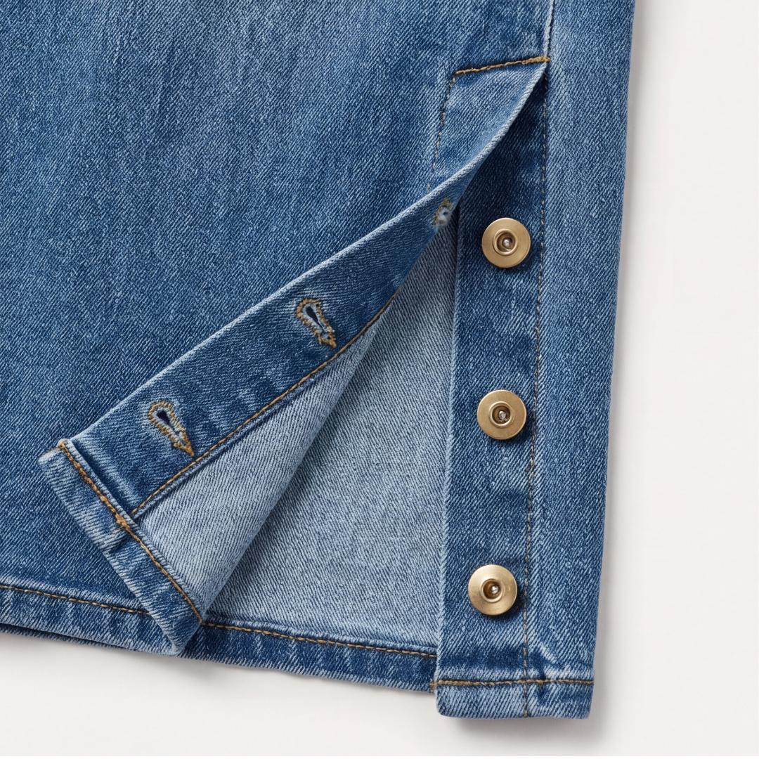 Revelle – Jeans a gamba larga con bottoni retro