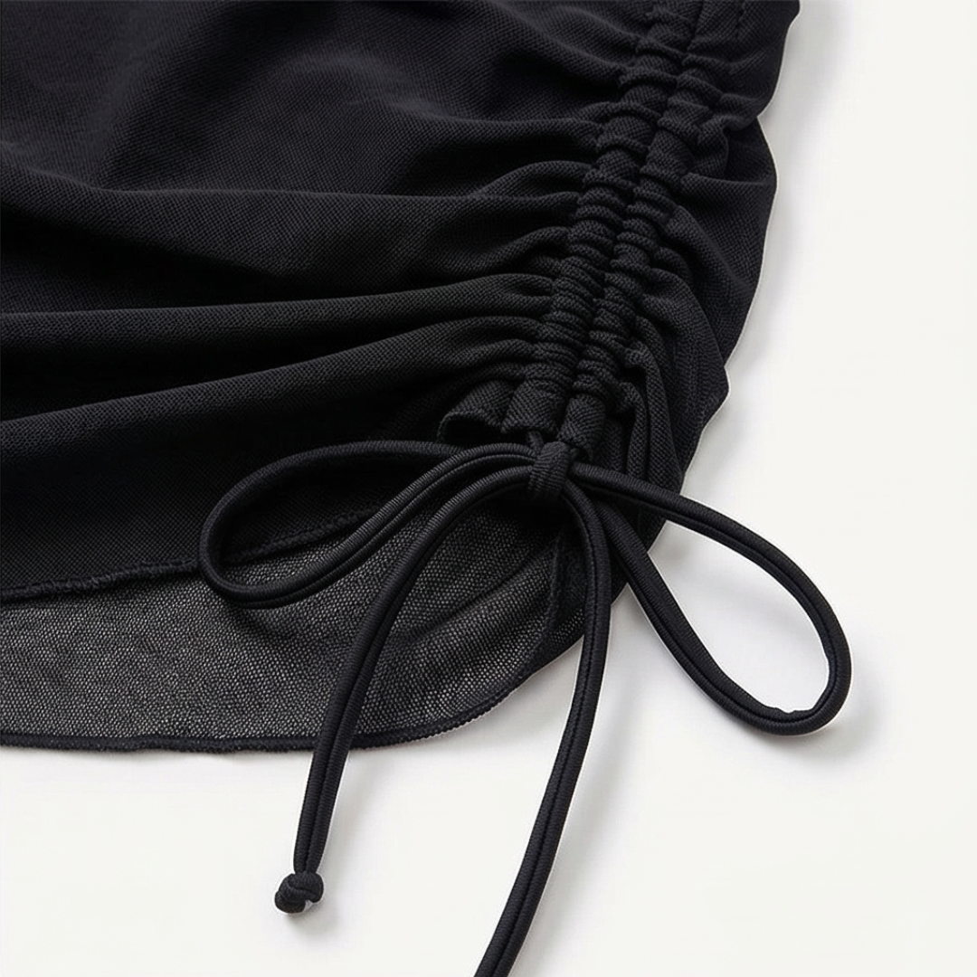 Marella – Set Bikini in Rete a Vita Alta con Gonna Arricciata