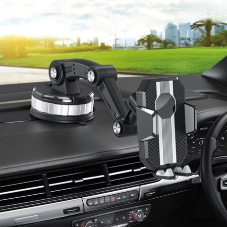Supporto per Smartphone FlexMount Auto | Ventosa Potente | Ruotabile a 360° | Uso con una mano