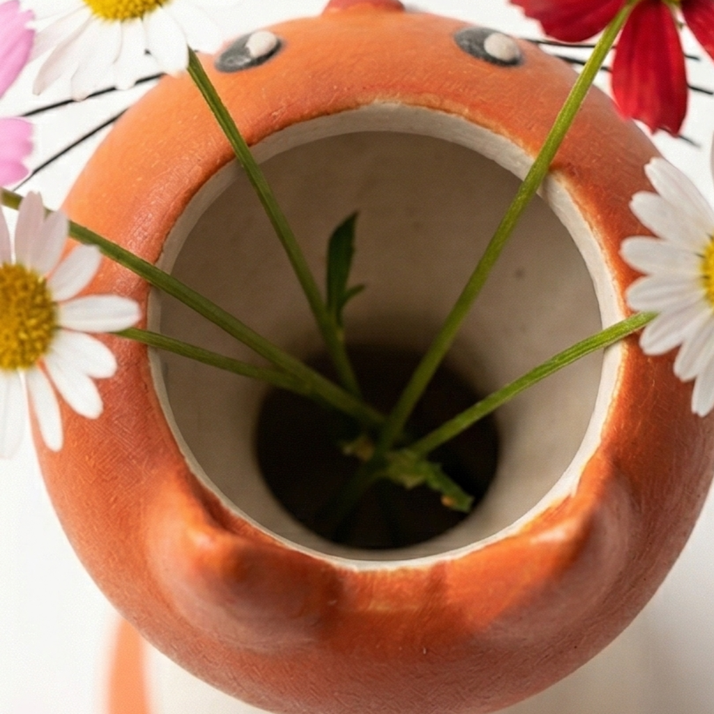 Felina – Vaso da Fiore in Ceramica Fatta a Mano a Forma di Gatto