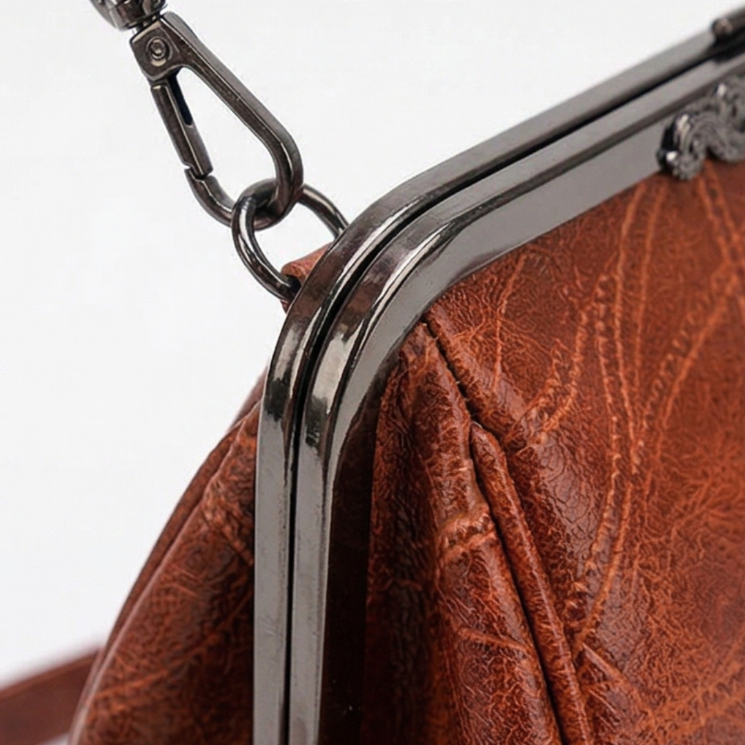 Bellora – Borsa a Mano Vintage con Chiusura a Bacio