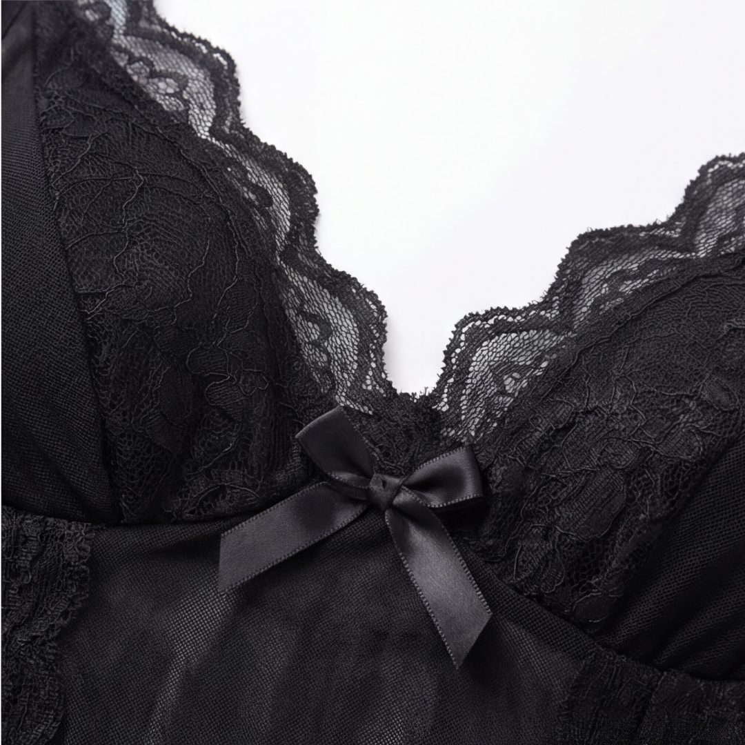 Veloure – Vestaglia da notte in pizzo a lunghezza pavimento