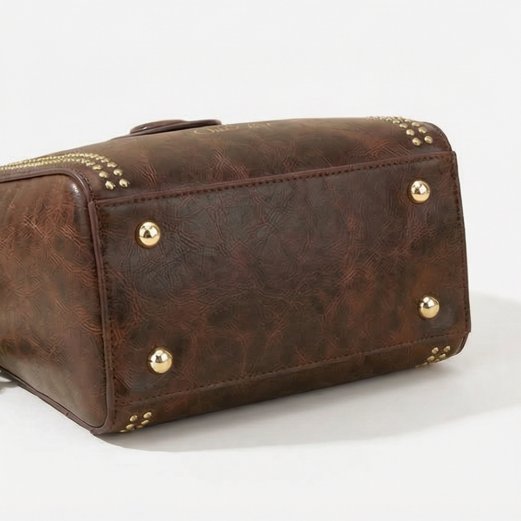 Trovata - Borsa a secchiello vintage a tracolla con cinturino artigianale