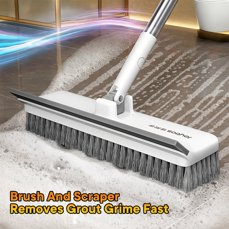 SCRUBFORCE - Spazzola Rotante per Pavimenti con Manico Lungo e Bordo Raschiante