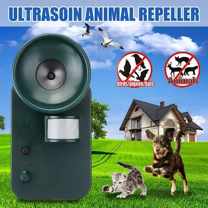 Repellente per animali a ultrasuoni senza fili da esterno 5000 sqft 9V DC per allontanare vari animali