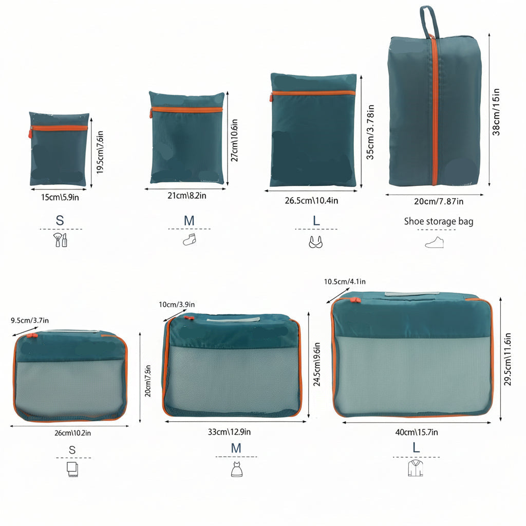 JOURNEASY - Set di 7 Borse Organizzatrici per Valigia Portatile per Viaggi
