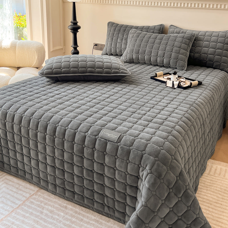 ComfiSquare - Morbido Copriletto in Stile Moderno con Texture Quadrata