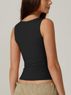 Top senza maniche con scollatura quadrata da donna – Morbido, elastico e chic