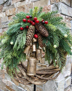 Corona di Natale in Stile Rustico, Corona Boho, Corona Festiva