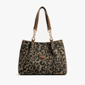 Lynxe - Borsa a spalla con stampa leopardata e dettagli in catena