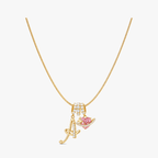 LUMARA – Collana con Iniziale a 3 Strati con Zircone a Forma di Cuore Rosa