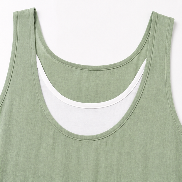Breezella – Vestito estivo a strati, senza maniche, design simile a due pezzi