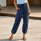 Brezia – Pantaloni Capri in Cotone e Lino Relaxed Fit per Donne