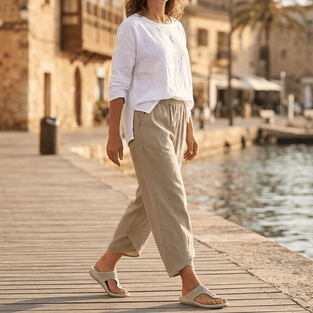 Brezia – Pantaloni Corti Asimmetrici in Mistura di Lino per Donna