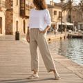 Brezia – Pantaloni Corti Asimmetrici in Mistura di Lino per Donna