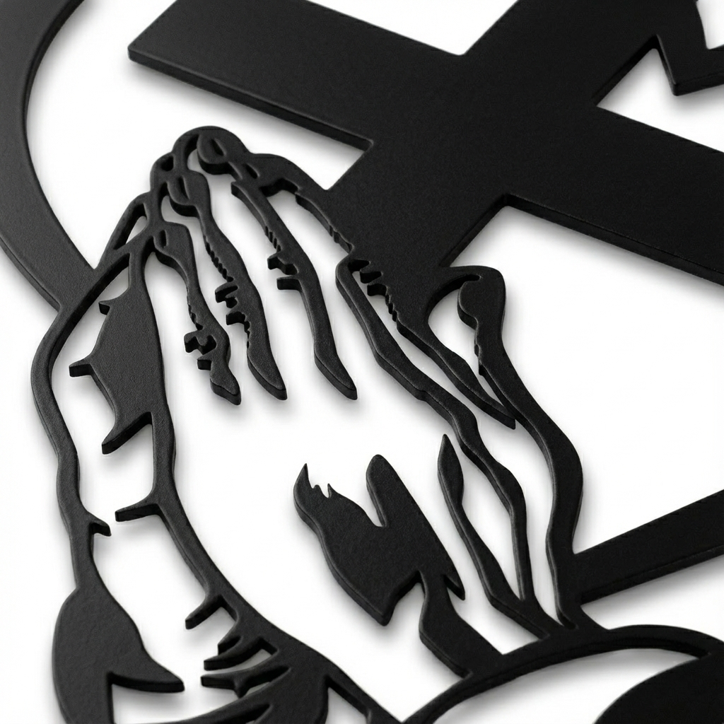 Verita - Decorazione da parete in metallo con cuore e croce cristiana