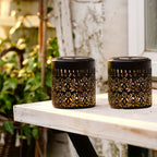 Set di lampade da parete Solviora a energia solare con 2 pezzi | Design in ferro a peonia | 28 cm di altezza