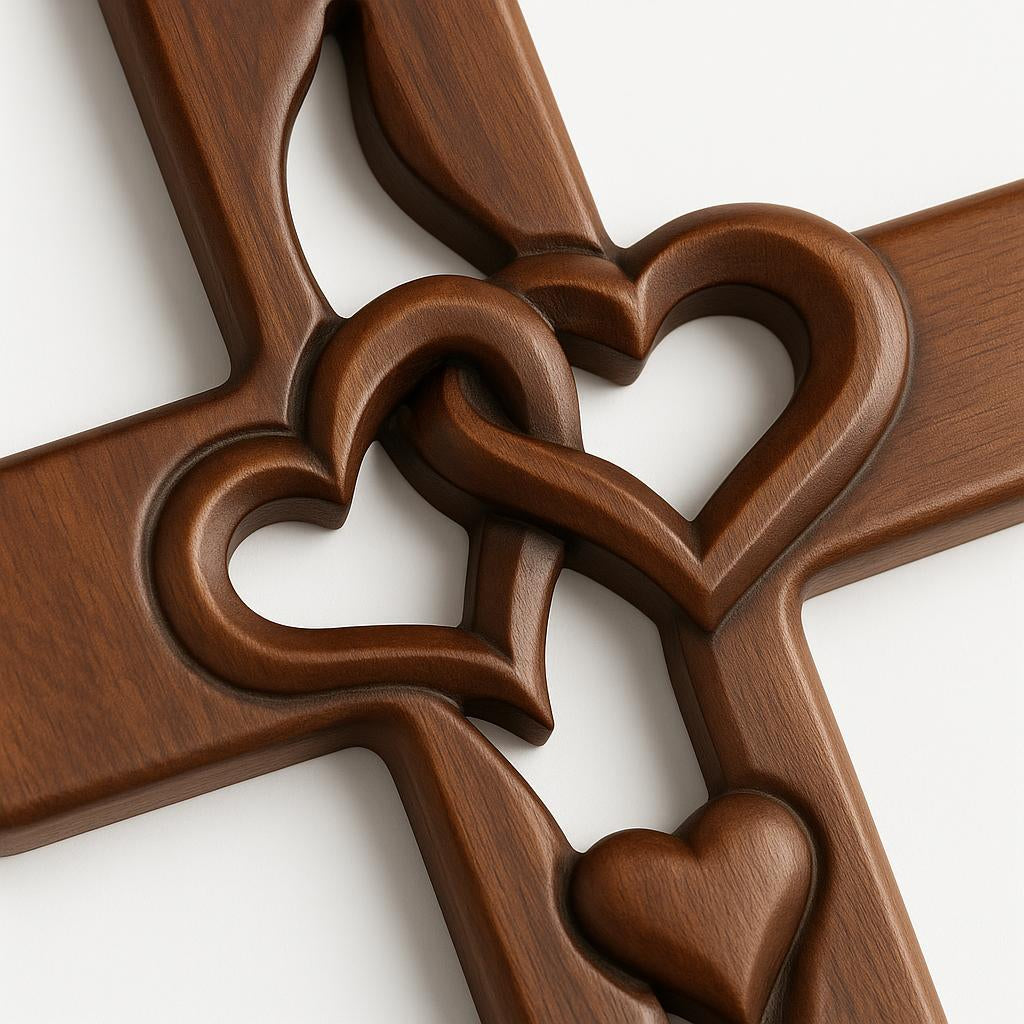 Everheart - Decorazione da parete a croce con cuore intrecciato