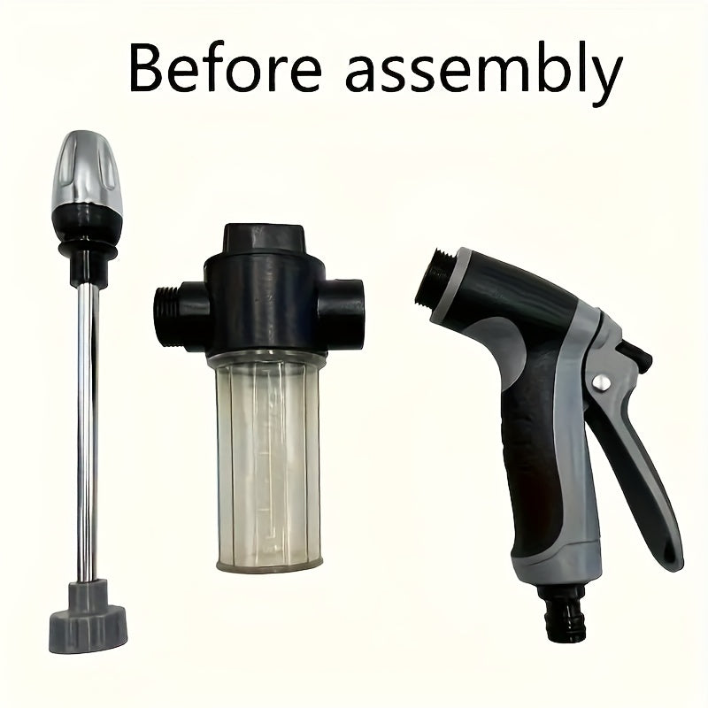 AQUABLAST - Pistola ad Acqua da Giardino ad Alta Pressione con Cannone per Schiuma e Spruzzatore a Lunga Maniglia