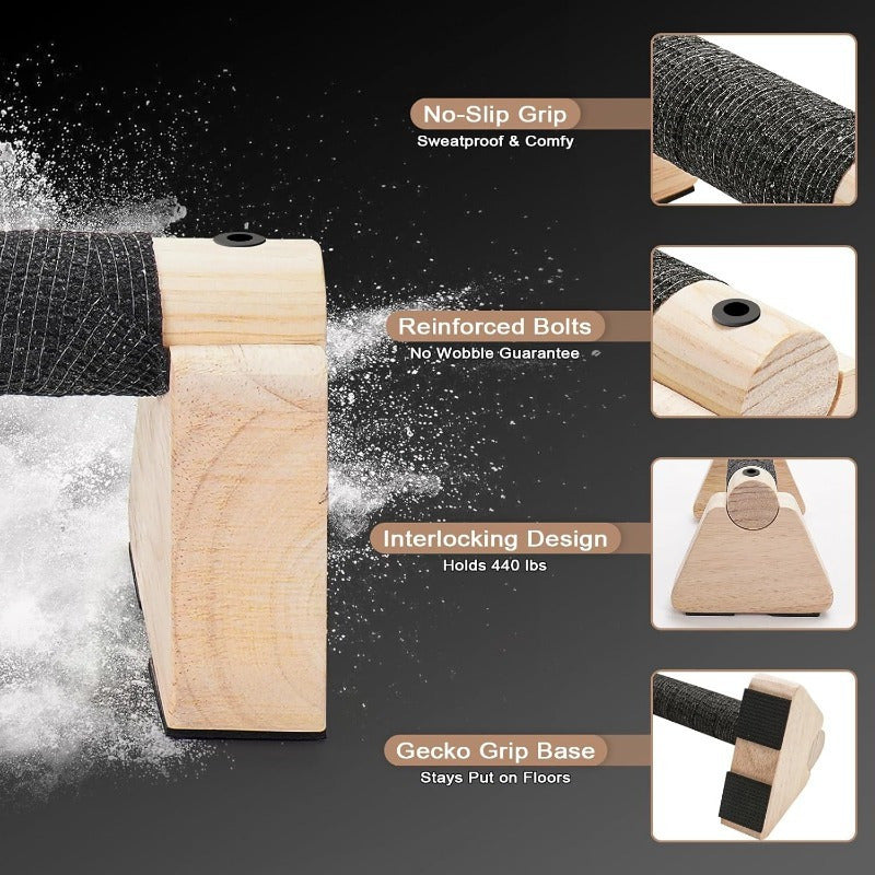 PARELLA BARS – Barre di spinta parallele in legno per un allenamento di forza stabile a casa