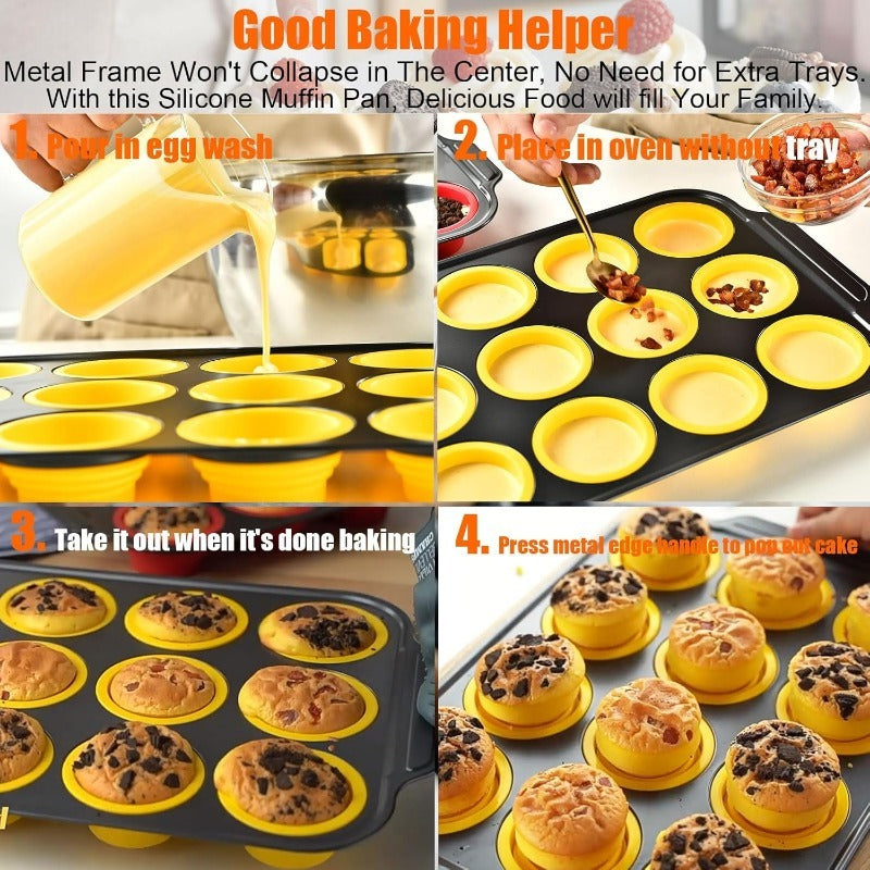 Teglia per Muffin in Silicone con Struttura Metallica Robusta