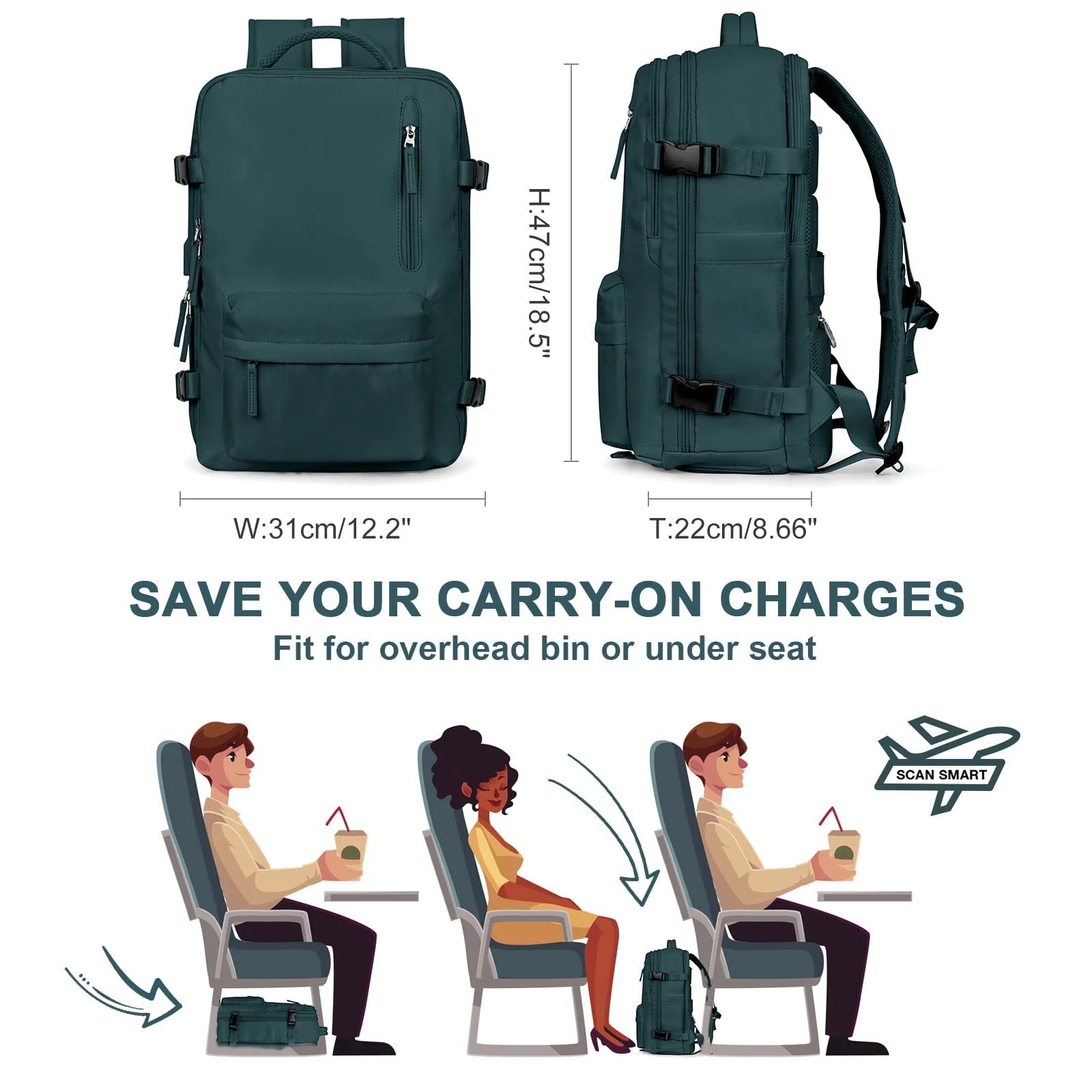 Travelliva Zaino da Viaggio per Donne 35 L | Impermeabile e con Porta USB | Antifurto e Scomparto per Scarpe | Per Escursioni, Vita Quotidiana e Viaggi