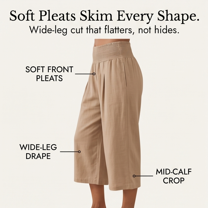 Coastella – Pantaloni Culotte a Vita Arricciata per Donna
