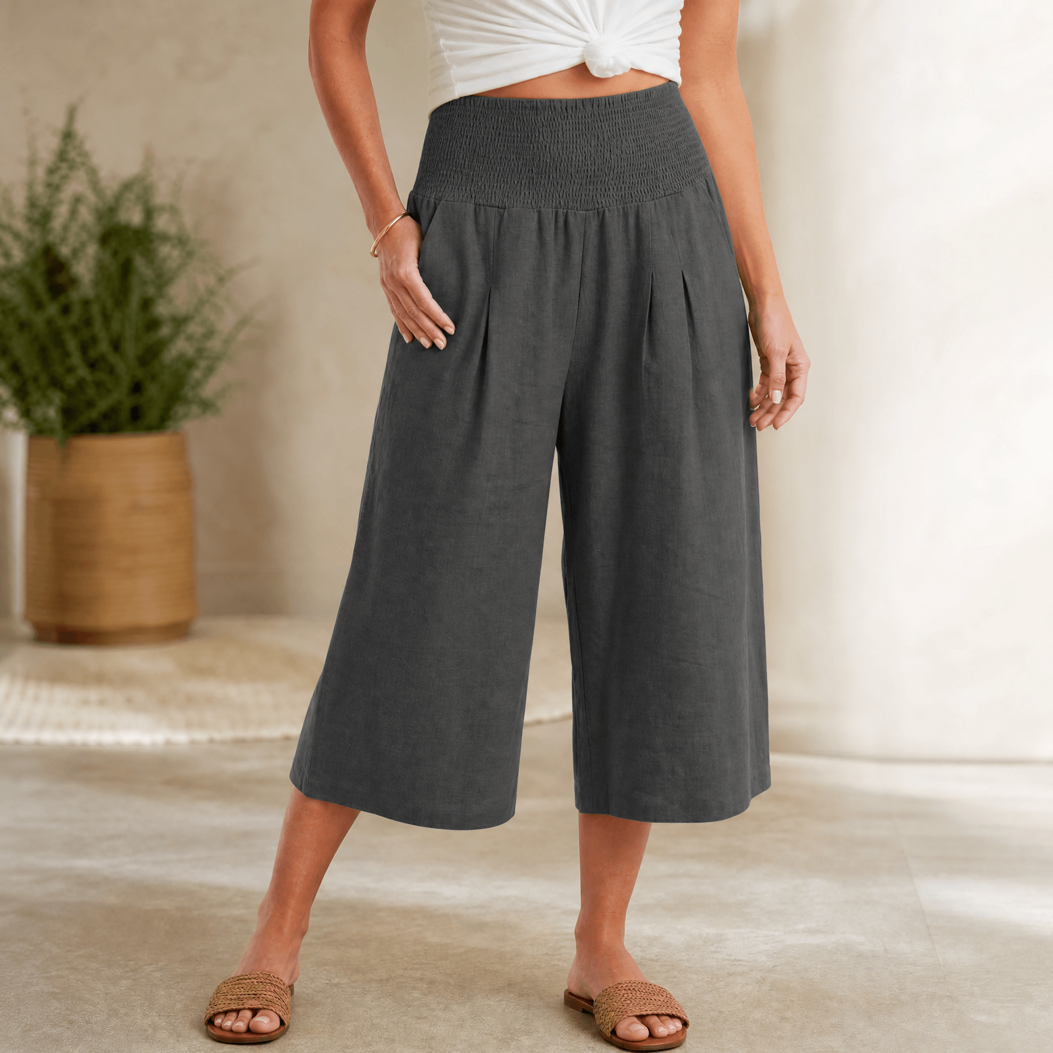 Coastella – Pantaloni Culotte a Vita Arricciata per Donna