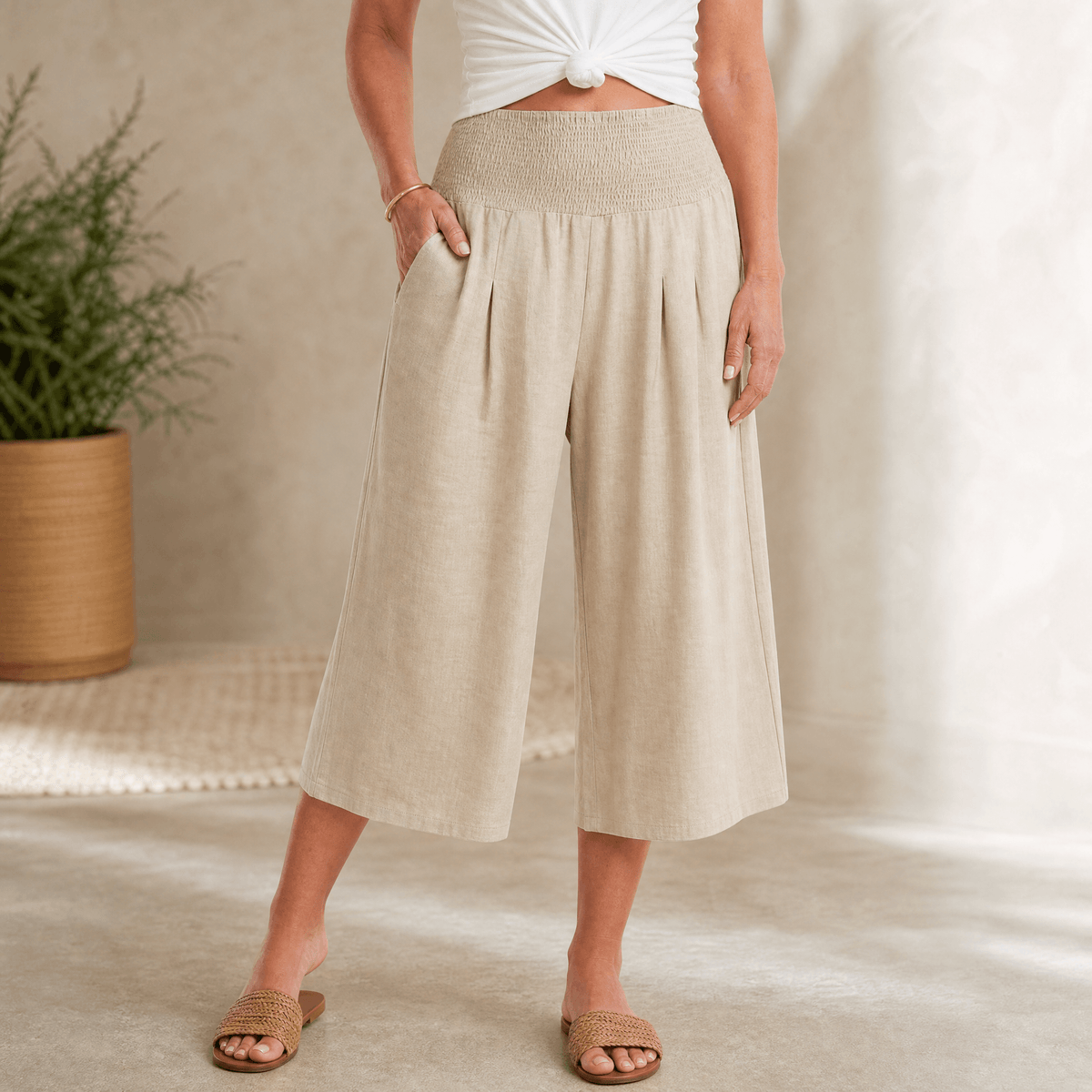 Coastella – Pantaloni Culotte a Vita Arricciata per Donna