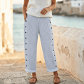 Coastlyn – Pantaloni a righe da donna con rifinitura a bottoni