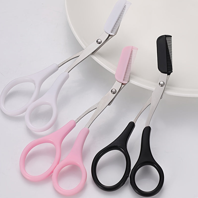 SHARPMATE - Forbici per sopracciglia in acciaio inossidabile con rifinitore a mini pettine