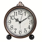 ELEGANTIME - Orologio da Comodino Vintage in Metallo Europeo con Allerta Silenziosa e Grande Display Analogico