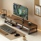 MODERNLIFT - Supporto per Monitor in Legno Salvaspazio con Ripostiglio, Struttura in Metallo Resistente