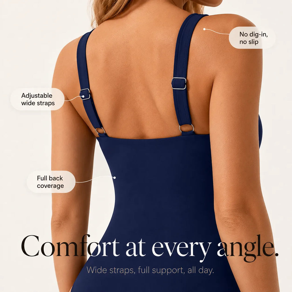 Marenza – Costume intero con controllo della pancia e scollatura a onda