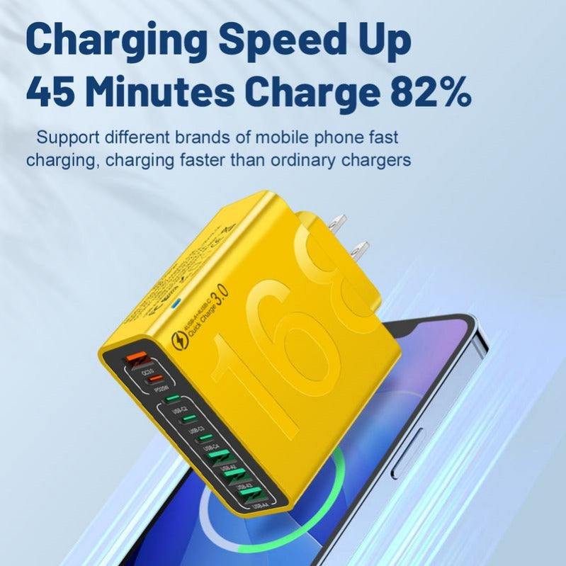 Caricabatterie Veloce USB GaN da 168W Hub di Alimentazione a 8 Porte per USB-C&A