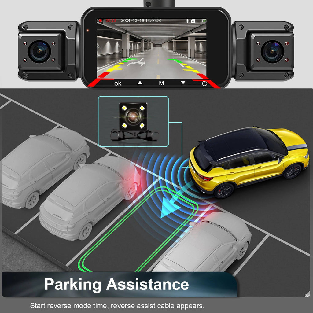 Dash Cam Wireless per Auto Anteriore e Posteriore con Visione Notturna