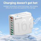 Caricabatterie Veloce USB GaN da 168W Hub di Alimentazione a 8 Porte per USB-C&A