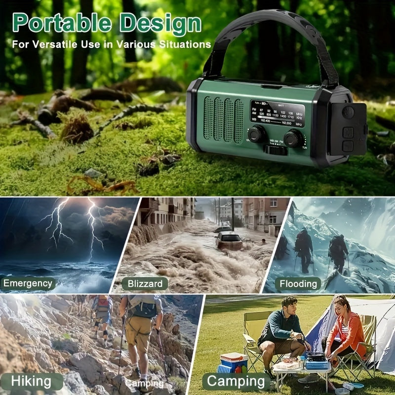 StormMate X10 Radio di emergenza con power bank da 10.000 mAh | Solare, manovella & USB-C | Luce LED, allerta SOS & bussola | AM/FM/NOAA