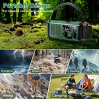 StormMate X10 Radio di emergenza con power bank da 10.000 mAh | Solare, manovella & USB-C | Luce LED, allerta SOS & bussola | AM/FM/NOAA