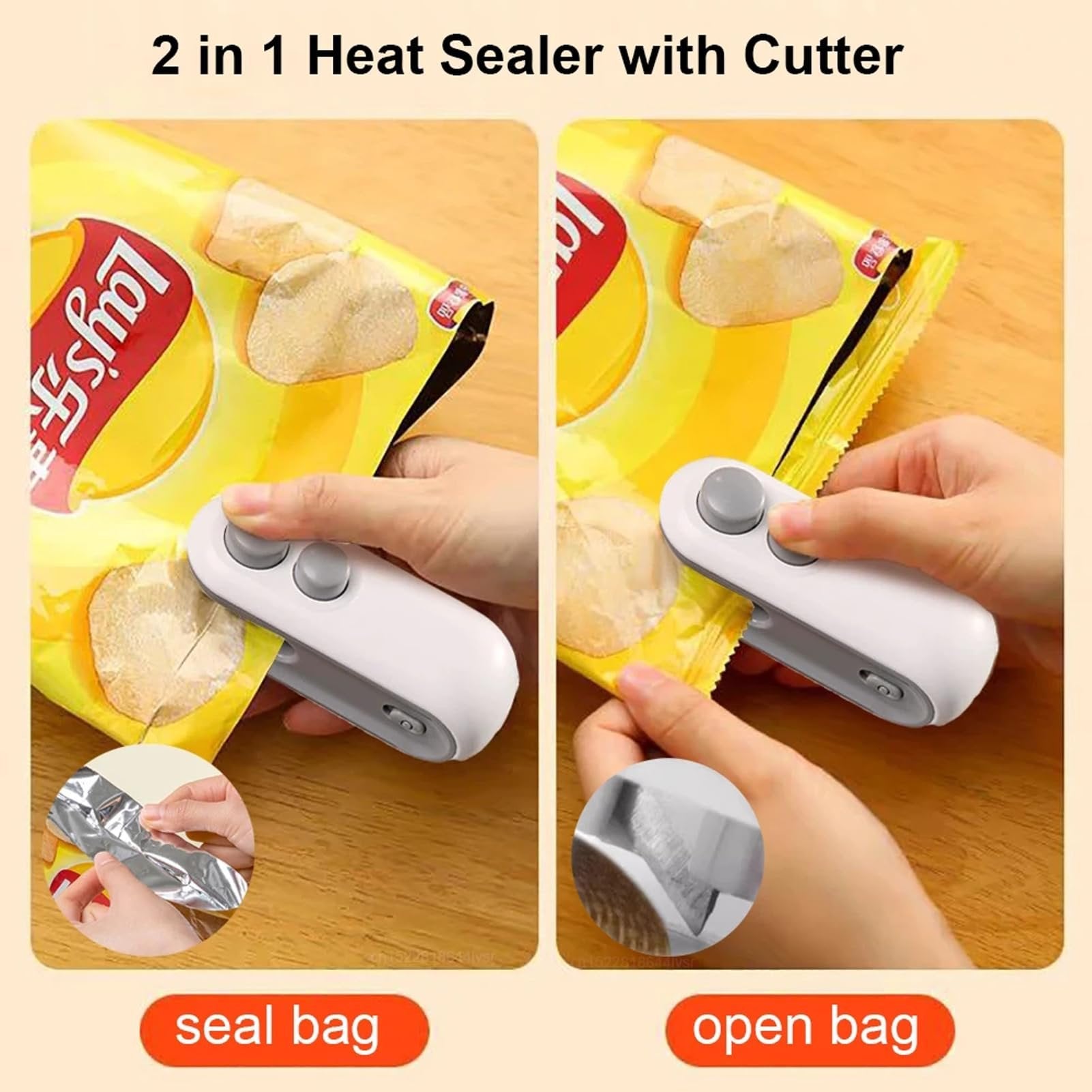 SealEase Mini 2-in-1 Sigillatore e Cutter con Ricarica USB-C