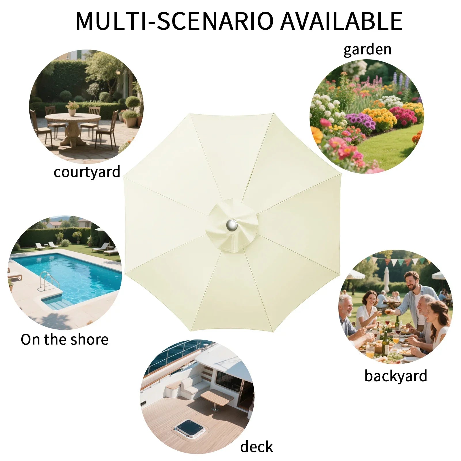SunViva | Copertura sostitutiva impermeabile per ombrelloni 6/8 stecche | Giardino e terrazza all'aperto