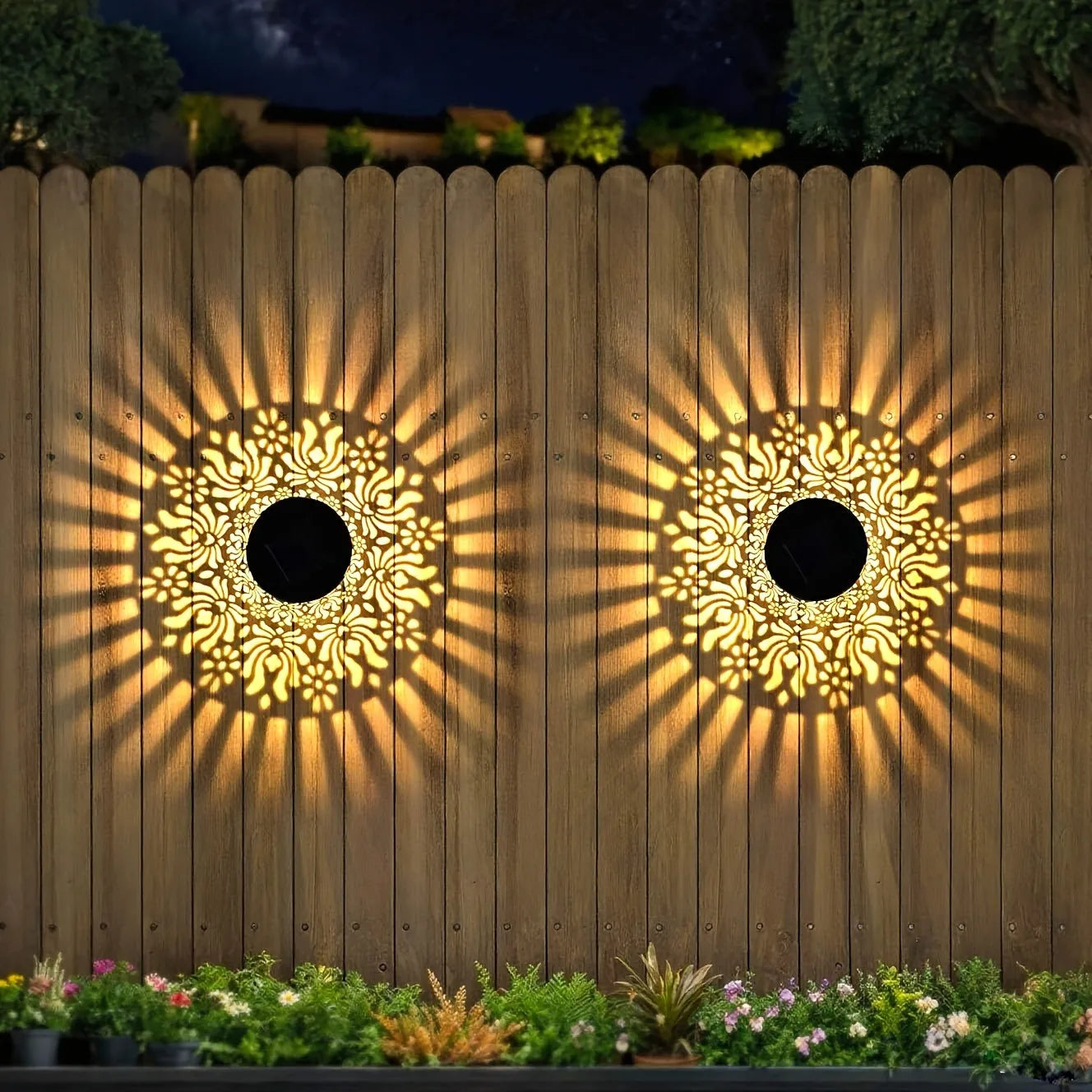 Set di lampade da parete Solviora a energia solare con 2 pezzi | Design in ferro a peonia | 28 cm di altezza