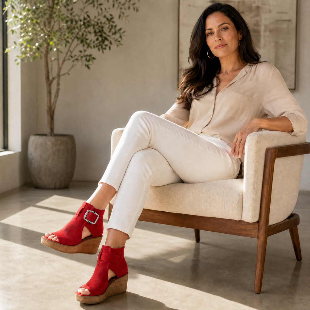 Elsera – Wedge con punta aperta e dettaglio fibbia