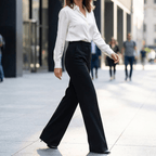 Elara – Pantaloni da completo a gamba larga con vita alta per donna