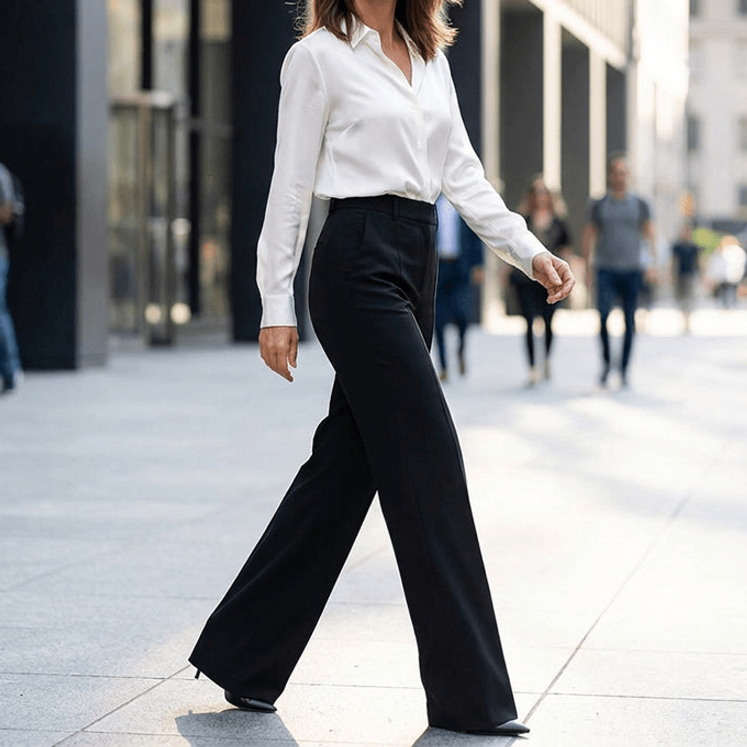 Elara – Pantaloni da completo a gamba larga con vita alta per donna